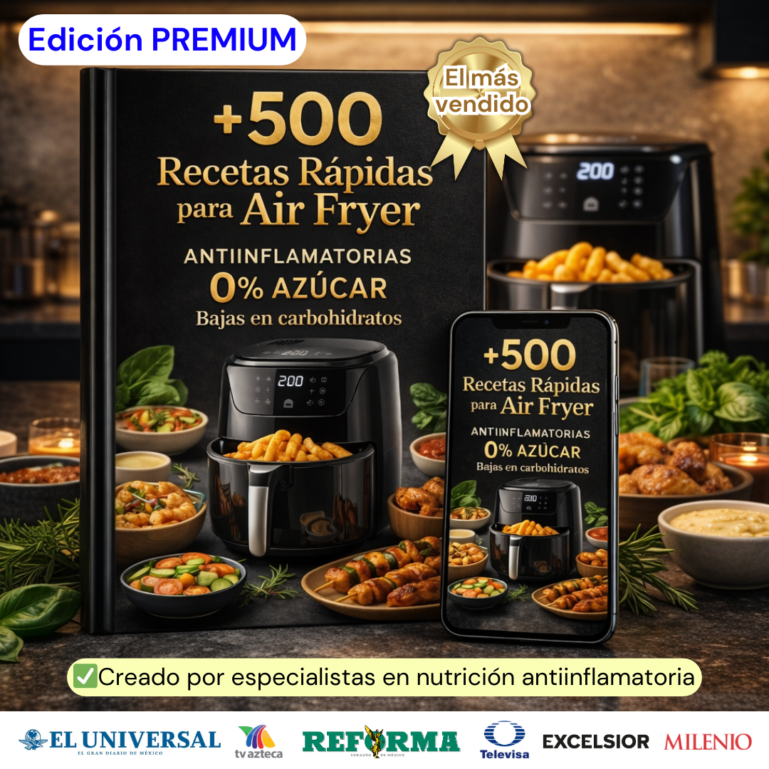 +500 Recetas Rápidas Air Fryer Antiinflamatorias + 25 BONOS PREMIUM